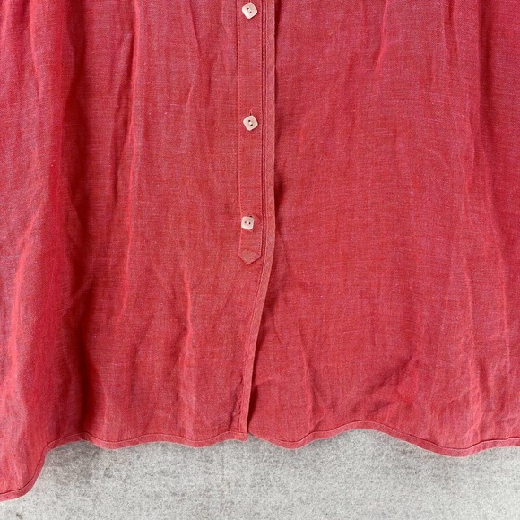Talbots‎ Shirt Womens 22W Button Irish Linen Top Laganlook Roll Sleeve Salmon - Picture 5 of 12